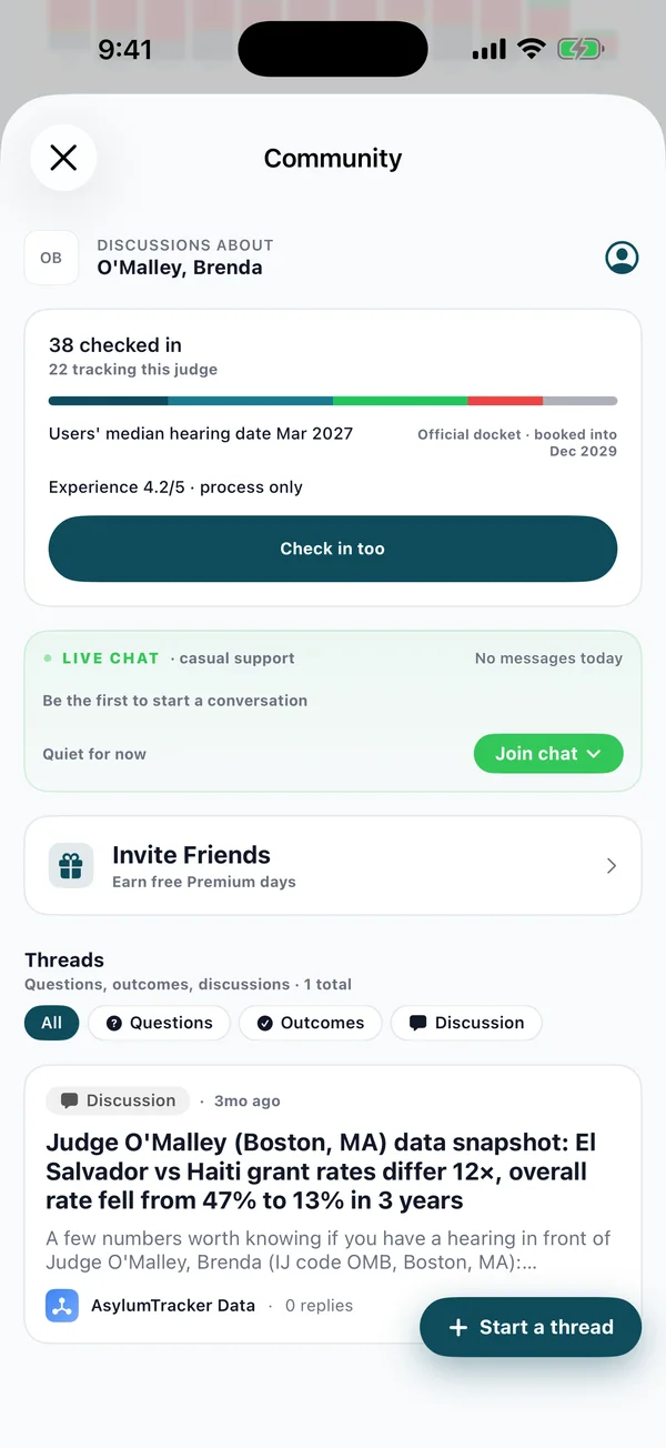Community check-ins for a judge